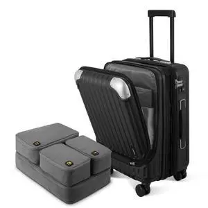 LEVEL8 Grace Carry On Luggage Airline Approved, 20 Inch Expandable Hardside Carry On Suitcase With Wheels, Abs+Pc Small Luggage with Tsa Lock, Black, 20-Inch LEVEL8 Grace Carry On Luggage Airline Approved, 20 Inch Expandable Hardside Carry On Suitcase With Wheels, Abs+Pc Small Luggage with Tsa Lock, Black, 20-Inch
