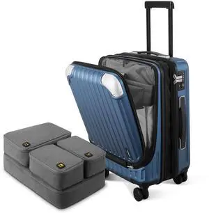 LEVEL8 Grace Carry On Luggage Airline Approved, 20 Inch Expandable Hardside Carry On Suitcase With Wheels, Abs+Pc Small Luggage with Tsa Lock, Blue, 20-Inch LEVEL8 Grace Carry On Luggage Airline Approved, 20 Inch Expandable Hardside Carry On Suitcase With Wheels, Abs+Pc Small Luggage with Tsa Lock, Blue, 20-Inch