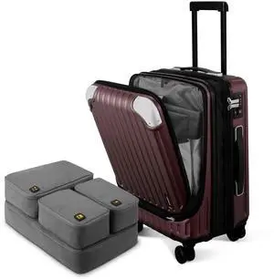 LEVEL8 Grace Carry On Luggage Airline Approved, 20 Inch Expandable Hardside Carry On Suitcase With Wheels, Abs+Pc Small Luggage with Tsa Lock, Red, 20-Inch LEVEL8 Grace Carry On Luggage Airline Approved, 20 Inch Expandable Hardside Carry On Suitcase With Wheels, Abs+Pc Small Luggage with Tsa Lock, Red, 20-Inch