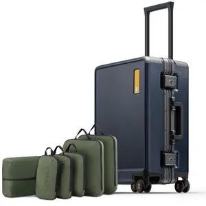LEVEL8 Carry On Luggage Airline Approved Zipperless with Aluminum Frame, Hard Case Luggage with Spinner Wheels, Metal Travel Suitcase, 20 Inch, Blue LEVEL8 Carry On Luggage Airline Approved Zipperless with Aluminum Frame, Hard Case Luggage with Spinner Wheels, Metal Travel Suitcase, 20 Inch, Blue