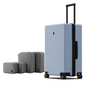LEVEL8 Elegance Checked Luggage, 24 Inch Hardside Suitcase, Lightweight Matte Hardshell with Tsa Lock, Large Suitcases with Spinner Wheels, Light Blue LEVEL8 Elegance Checked Luggage, 24 Inch Hardside Suitcase, Lightweight Matte Hardshell with Tsa Lock, Large Suitcases with Spinner Wheels, Light Blue