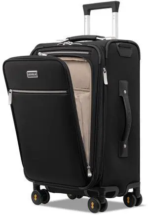 LEVEL8 Carry On Luggage with Compartment, 20 Inch Softside Expandable Travel Suitcase with Spinner Wheels, Top Opening Luggage, Men and Women, Black LEVEL8 Carry On Luggage with Compartment, 20 Inch Softside Expandable Travel Suitcase with Spinner Wheels, Top Opening Luggage, Men and Women, Black