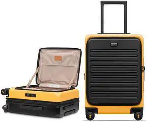 LEVEL8 Top Opening Carry on Luggage with Narrow Trolley Handle, Large Suitcases with Wheels Airline Approved, Expandable Hardside Luggage with Spinner Wheel for Men Women, 20 Inch, Yellow LEVEL8 Top Opening Carry on Luggage with Narrow Trolley Handle, Large Suitcases with Wheels Airline Approved, Expandable Hardside Luggage with Spinner Wheel for Men Women, 20 Inch, Yellow