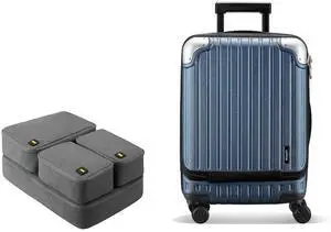 LEVEL8 Grace Expandable 20" Carry-On Luggage with 4 PC Organizer Packing Cubes - Blue, Carry-On 20-Inch LEVEL8 Grace Expandable 20" Carry-On Luggage with 4 PC Organizer Packing Cubes - Blue, Carry-On 20-Inch