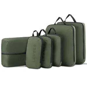 LEVEL8 Compression Packing Cubes for Suitcase, 6 Set Travel Bags with Shoe Organizer, Packing Organizers Travels Accessories in 4 Sizes (Extra Large, Large, Medium, Small), Green LEVEL8 Compression Packing Cubes for Suitcase, 6 Set Travel Bags with Shoe Organizer, Packing Organizers Travels Accessories in 4 Sizes (Extra Large, Large, Medium, Small), Green