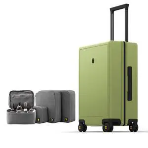 LEVEL8 Luminous Carry on Luggage, 20 Inch Hardside Suitcase Bundle with 4 PC Packing Cubes Organizer Set - Green LEVEL8 Luminous Carry on Luggage, 20 Inch Hardside Suitcase Bundle with 4 PC Packing Cubes Organizer Set - Green