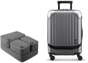 LEVEL8 Grace Expandable 20" Carry-On Luggage with 4 PC Organizer Packing Cubes - Grey, Carry-On 20-Inch LEVEL8 Grace Expandable 20" Carry-On Luggage with 4 PC Organizer Packing Cubes - Grey, Carry-On 20-Inch