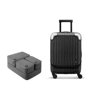 LEVEL8 Grace Expandable 20" Carry-On Luggage with 4 PC Organizer Packing Cubes - Black, Carry-On 20-Inch LEVEL8 Grace Expandable 20" Carry-On Luggage with 4 PC Organizer Packing Cubes - Black, Carry-On 20-Inch