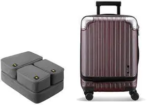 LEVEL8 Grace Expandable 20" Carry-On Luggage with 4 PC Organizer Packing Cubes - Red, Carry-On 20-Inch LEVEL8 Grace Expandable 20" Carry-On Luggage with 4 PC Organizer Packing Cubes - Red, Carry-On 20-Inch