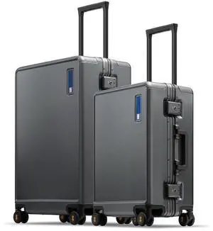 LEVEL8 20/24 Inch Zipperless 2 Piece Luggage Sets with Aluminum Frame, Lightweight Hard Shell Suitcases with Spinner Wheels, Metal Travel Luggages with Double TSA Locks, Grey LEVEL8 20/24 Inch Zipperless 2 Piece Luggage Sets with Aluminum Frame, Lightweight Hard Shell Suitcases with Spinner Wheels, Metal Travel Luggages with Double TSA Locks, Grey