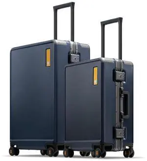 LEVEL8 20/24 Inch Zipperless 2 Piece Luggage Sets with Aluminum Frame, Lightweight Hard Shell Suitcases with Spinner Wheels, Metal Travel Luggages with Double TSA Locks, Blue LEVEL8 20/24 Inch Zipperless 2 Piece Luggage Sets with Aluminum Frame, Lightweight Hard Shell Suitcases with Spinner Wheels, Metal Travel Luggages with Double TSA Locks, Blue