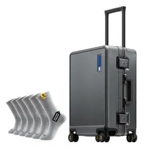 LEVEL8 Zipperless Carry On Luggage with Mens Work Crew Socks LEVEL8 Zipperless Carry On Luggage with Mens Work Crew Socks
