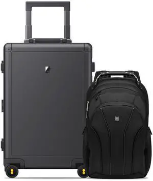 LEVEL8 Gibraltar Aluminum Carry on Luggage 20" Bundle with Laptop Backpack LEVEL8 Gibraltar Aluminum Carry on Luggage 20" Bundle with Laptop Backpack