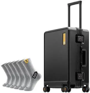 LEVEL8 Zipperless Carry On Luggage with Mens Work Crew Socks LEVEL8 Zipperless Carry On Luggage with Mens Work Crew Socks