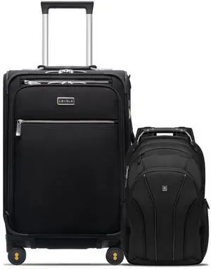 LEVEL8 Carry On Luggage with Compartment, 20 Inch Softside Expandable Travel Rolling Suitcase with 15.6" Laptop Backpack LEVEL8 Carry On Luggage with Compartment, 20 Inch Softside Expandable Travel Rolling Suitcase with 15.6" Laptop Backpack