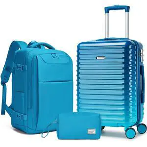 LARVENDER Carry on Luggage 22x14x9 Airline Approved, Expandable 20 Inch Hardside Large Suitcase with Wheels TSA Lock, Lightweigh PC+ABS Travel Carry-on Suitcases for Women and Men, Ocean Breeze LARVENDER Carry on Luggage 22x14x9 Airline Approved, Expandable 20 Inch Hardside Large Suitcase with Wheels TSA Lock, Lightweigh PC+ABS Travel Carry-on Suitcases for Women and Men, Ocean Breeze