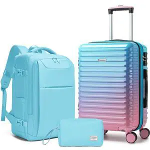 LARVENDER Carry on Luggage 22x14x9 Airline Approved, Expandable 20 Inch Hardside Large Suitcase with Wheels TSA Lock, Lightweigh PC+ABS Travel Carry-on Suitcases for Women and Men, Cotton Candy LARVENDER Carry on Luggage 22x14x9 Airline Approved, Expandable 20 Inch Hardside Large Suitcase with Wheels TSA Lock, Lightweigh PC+ABS Travel Carry-on Suitcases for Women and Men, Cotton Candy