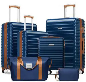 LARVENDER Luggage 6 Piece Expandable Luggage ABS Hardshell Carry on Suitcase with Spinner Wheels TSA Lock, Large Checked Travel Suitcase for Women and Men, Navy Blue(16/20/24/28/DB/TB) LARVENDER Luggage 6 Piece Expandable Luggage ABS Hardshell Carry on Suitcase with Spinner Wheels TSA Lock, Large Checked Travel Suitcase for Women and Men, Navy Blue(16/20/24/28/DB/TB)