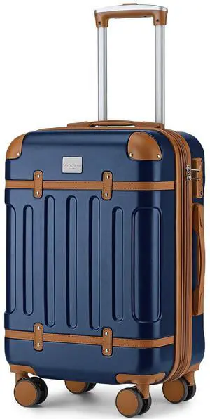 LARVENDER Carry On Luggage 22x14x9 Airline Approved with Spinner Wheels, Expandable 20 Inch Luggage with TSA Lock, Hard Shell Carry On Suitcases for Women Men, Navy Blue LARVENDER Carry On Luggage 22x14x9 Airline Approved with Spinner Wheels, Expandable 20 Inch Luggage with TSA Lock, Hard Shell Carry On Suitcases for Women Men, Navy Blue