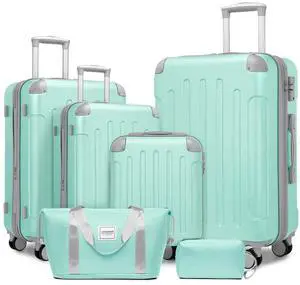 LARVENDER Luggage Sets 6 Piece, Expandable Luggage Set Clearance for Women, Suitcases with Wheels, Hardside Hard Shell Travel Luggage with TSA Lock, Mint Green LARVENDER Luggage Sets 6 Piece, Expandable Luggage Set Clearance for Women, Suitcases with Wheels, Hardside Hard Shell Travel Luggage with TSA Lock, Mint Green