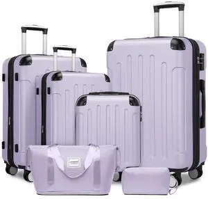 Luggage Sets 6 Piece, Expandable Luggage Set Clearance for Women, Suitcases with Wheels, Hardside Hard Shell Travel Luggage with TSA Lock (Lavender Purple, 6pcs) Luggage Sets 6 Piece, Expandable Luggage Set Clearance for Women, Suitcases with Wheels, Hardside Hard Shell Travel Luggage with TSA Lock (Lavender Purple, 6pcs)