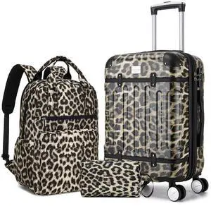 LARVENDER Luggage Sets 3 Piece Expandable Carry on Luggage 22x14x9 Airline Approved Hardshell Suitcase with Wheels TSA Lock, Lightweight Suitcase Set for Women with Travel Backpack, Cheetah LARVENDER Luggage Sets 3 Piece Expandable Carry on Luggage 22x14x9 Airline Approved Hardshell Suitcase with Wheels TSA Lock, Lightweight Suitcase Set for Women with Travel Backpack, Cheetah