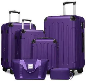 LARVENDER Luggage Sets 6 Piece Hardshell Expandable Suitcases with Spinner Wheels TSA Lock, Lightweight ABS Travel Carry On Suitcase Set for Women, Grape Purple LARVENDER Luggage Sets 6 Piece Hardshell Expandable Suitcases with Spinner Wheels TSA Lock, Lightweight ABS Travel Carry On Suitcase Set for Women, Grape Purple