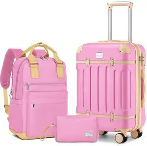 LARVENDER Luggage Sets 3 Piece Expandable Carry on Luggage 22x14x9 Airline Approved Hardshell Suitcase with Wheels TSA Lock, Lightweight Suitcase Set for Women with Travel Backpack, Berry LARVENDER Luggage Sets 3 Piece Expandable Carry on Luggage 22x14x9 Airline Approved Hardshell Suitcase with Wheels TSA Lock, Lightweight Suitcase Set for Women with Travel Backpack, Berry