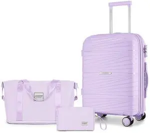 LARVENDER Carry On Luggage 22x14x9 Airline Approved, 20 Inch Hardshell & Lightweight PP Carry On Suitcase for Women with Spinner Wheels TSA Lock, Lavender LARVENDER Carry On Luggage 22x14x9 Airline Approved, 20 Inch Hardshell & Lightweight PP Carry On Suitcase for Women with Spinner Wheels TSA Lock, Lavender
