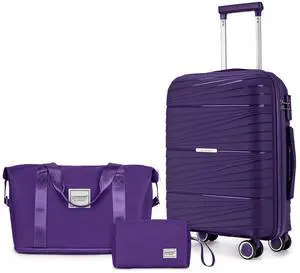 LARVENDER Carry On Luggage 22x14x9 Airline Approved, 20 Inch Hardshell & Lightweight PP Carry On Suitcase for Women with Spinner Wheels TSA Lock, Grape Purple LARVENDER Carry On Luggage 22x14x9 Airline Approved, 20 Inch Hardshell & Lightweight PP Carry On Suitcase for Women with Spinner Wheels TSA Lock, Grape Purple