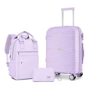 LARVENDER Luggage Sets 3 Piece, Expandable Carry On Luggage 22x14x9 Airline Approved, 20 Inch Hardshell & Lightweight PP Carry On Suitcase for Women with Spinner Wheels TSA Lock, Lavender LARVENDER Luggage Sets 3 Piece, Expandable Carry On Luggage 22x14x9 Airline Approved, 20 Inch Hardshell & Lightweight PP Carry On Suitcase for Women with Spinner Wheels TSA Lock, Lavender