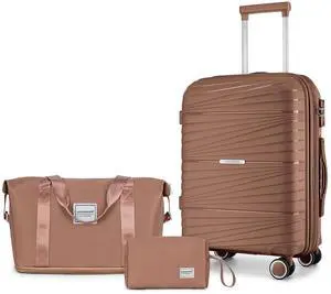 LARVENDER Carry On Luggage 22x14x9 Airline Approved, 20 Inch Hardshell & Lightweight PP Carry On Suitcase for Women with Spinner Wheels TSA Lock, Mocha LARVENDER Carry On Luggage 22x14x9 Airline Approved, 20 Inch Hardshell & Lightweight PP Carry On Suitcase for Women with Spinner Wheels TSA Lock, Mocha