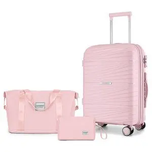 LARVENDER Carry On Luggage 22x14x9 Airline Approved, 20 Inch Hardshell & Lightweight PP Carry On Suitcase for Women with Spinner Wheels TSA Lock, Light Pink LARVENDER Carry On Luggage 22x14x9 Airline Approved, 20 Inch Hardshell & Lightweight PP Carry On Suitcase for Women with Spinner Wheels TSA Lock, Light Pink