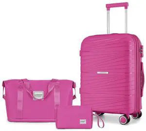 LARVENDER Carry On Luggage 22x14x9 Airline Approved, 20 Inch Hardshell & Lightweight PP Carry On Suitcase for Women with Spinner Wheels TSA Lock, Magenta LARVENDER Carry On Luggage 22x14x9 Airline Approved, 20 Inch Hardshell & Lightweight PP Carry On Suitcase for Women with Spinner Wheels TSA Lock, Magenta
