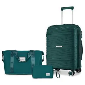 LARVENDER Carry On Luggage 22x14x9 Airline Approved, 20 Inch Hardshell & Lightweight PP Carry On Suitcase for Women with Spinner Wheels TSA Lock, Dark Green LARVENDER Carry On Luggage 22x14x9 Airline Approved, 20 Inch Hardshell & Lightweight PP Carry On Suitcase for Women with Spinner Wheels TSA Lock, Dark Green