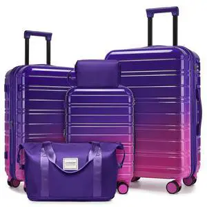 LARVENDER 5 Piece Luggage Set Hardside Expandable 20 24 28 Inch Midnight Berry LARVENDER 5 Piece Luggage Set Hardside Expandable 20 24 28 Inch Midnight Berry