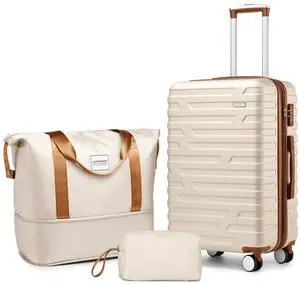 LARVENDER Luggage Sets 3 Piece, Hardside 20 Inch Carry on Luggage Airline Approved Suitcase Set with Spinner Wheels TSA Lock, Lightweight Rolling Suitcase for Men and Women, White Brown LARVENDER Luggage Sets 3 Piece, Hardside 20 Inch Carry on Luggage Airline Approved Suitcase Set with Spinner Wheels TSA Lock, Lightweight Rolling Suitcase for Men and Women, White Brown