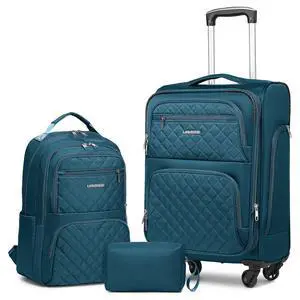 LARVENDER 3 Piece Luggage Set with Spinner Wheels - Expandable Softside 20 Inch Carry On Suitcase 22x14x9 Airline Approved,TSA Lock, Blue LARVENDER 3 Piece Luggage Set with Spinner Wheels - Expandable Softside 20 Inch Carry On Suitcase 22x14x9 Airline Approved,TSA Lock, Blue