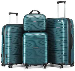 LARVENDER Luggage Sets, Luggage 4 Piece Set, Expandable Luggage Set Clearance Suitcases with Spinner Wheels Hardside Luggage with TSA Lock (Dark Green) LARVENDER Luggage Sets, Luggage 4 Piece Set, Expandable Luggage Set Clearance Suitcases with Spinner Wheels Hardside Luggage with TSA Lock (Dark Green)