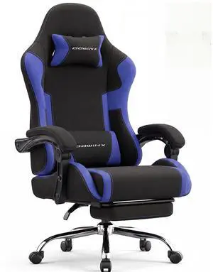 Dowinx Ergonomic Gaming Chair with Footrest & Massage Lumbar, 2D-Linkage Armrests for Computer Chair 330lbs with Headrest Pillow for Office, Home, Streaming and Long Gaming Sessions, Fabric Dark Blue Dowinx Ergonomic Gaming Chair with Footrest & Massage Lumbar, 2D-Linkage Armrests for Computer Chair 330lbs with Headrest Pillow for Office, Home, Streaming and Long Gaming Sessions, Fabric Dark Blue