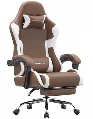 Dowinx Ergonomic Gaming Chair with Footrest & Massage Lumbar, 2D-Linkage Armrests for Computer Chair 330lbs with Headrest Pillow for Office, Home, Streaming and Long Gaming Sessions, Fabric Brown Dowinx Ergonomic Gaming Chair with Footrest & Massage Lumbar, 2D-Linkage Armrests for Computer Chair 330lbs with Headrest Pillow for Office, Home, Streaming and Long Gaming Sessions, Fabric Brown