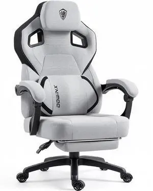 Dowinx Big and Tall Gaming Chair with Footrest, Gray | Breathable woven fabric with lumbar support and extra-wide seat back; big-and-tall frame fits larger, heavier users. Dowinx Big and Tall Gaming Chair with Footrest, Gray | Breathable woven fabric with lumbar support and extra-wide seat back; big-and-tall frame fits larger, heavier users.