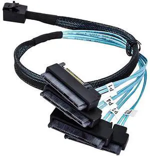 SFF-8643 to 4x SFF-8482 Mini SAS HD Breakout Cable 1.6ft/0.5m, 12Gbps SAS3, 29+15 Pin Power; Forward Cable for RAID/HBA to Four SAS HDD/SSD; Compatible with LSI 9300-8i, Broadcom 9400-8i, Dell H330 SFF-8643 to 4x SFF-8482 Mini SAS HD Breakout Cable 1.6ft/0.5m, 12Gbps SAS3, 29+15 Pin Power; Forward Cable for RAID/HBA to Four SAS HDD/SSD; Compatible with LSI 9300-8i, Broadcom 9400-8i, Dell H330