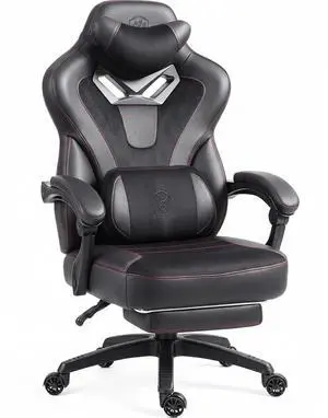 Dowinx Gaming Chair with Footrest, Big and Tall Gaming Chair for Heavy People, Ergonomic Gaming Chair for Adults, Reclining Computer Game Chair with Massage Lumbar Support, Black Dowinx Gaming Chair with Footrest, Big and Tall Gaming Chair for Heavy People, Ergonomic Gaming Chair for Adults, Reclining Computer Game Chair with Massage Lumbar Support, Black