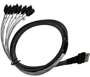 SFF-8654 to 8 SATA Cable 3.3ft/1M SlimSAS 8i to 8X SATA 7-Pin Breakout, 6Gbps per Port, Dual-Shielded with Metal Latch, SGPIO, for HBA/RAID, HDD/SSD NAS Server, Compatible with LSI Broadcom SFF-8654 to 8 SATA Cable 3.3ft/1M SlimSAS 8i to 8X SATA 7-Pin Breakout, 6Gbps per Port, Dual-Shielded with Metal Latch, SGPIO, for HBA/RAID, HDD/SSD NAS Server, Compatible with LSI Broadcom
