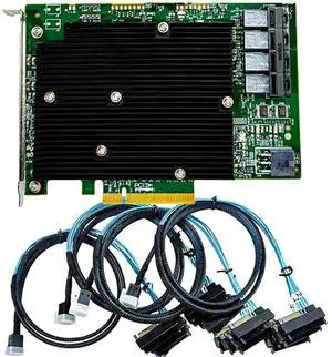 SAS HBA Card Compatible with LSI 9300-16i IT Mode PCIe SATA Expansion Card, 16-Port 12Gbps PCIe 3.0 x8, Expander Support, Controller with 4X SFF-8643 to 4 SAS Cables for ZFS TrueNAS unRAID NAS SAS HBA Card Compatible with LSI 9300-16i IT Mode PCIe SATA Expansion Card, 16-Port 12Gbps PCIe 3.0 x8, Expander Support, Controller with 4X SFF-8643 to 4 SAS Cables for ZFS TrueNAS unRAID NAS
