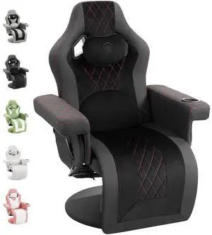 Dowinx Racing Style Gaming Recliner Chair with Massage Lumbar Support, Footrest, Cup Holder, Side Pouch, High Back Ergonomic Video Game Chair Reclining No Wheels Heavy Duty, Fabric/Leather Black Dowinx Racing Style Gaming Recliner Chair with Massage Lumbar Support, Footrest, Cup Holder, Side Pouch, High Back Ergonomic Video Game Chair Reclining No Wheels Heavy Duty, Fabric/Leather Black