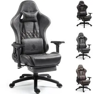 Dowinx Gaming Chair Big and Tall, Video Game Chairs with Footrest, PC Gamer Chairs for Adults - Padded High Back Ergonomic Reclining Silla Gamer, 4D Armrest, 400LBS, Grey Dowinx Gaming Chair Big and Tall, Video Game Chairs with Footrest, PC Gamer Chairs for Adults - Padded High Back Ergonomic Reclining Silla Gamer, 4D Armrest, 400LBS, Grey