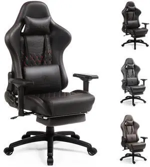 Dowinx Big and Tall Gaming Chair 400LBS, Ergonomic Computer Chair with Massage Lumbar Support & Footrest, High Back Comfortable Office & Gaming Chair with 4D Armrests, PU Leather, Black Dowinx Big and Tall Gaming Chair 400LBS, Ergonomic Computer Chair with Massage Lumbar Support & Footrest, High Back Comfortable Office & Gaming Chair with 4D Armrests, PU Leather, Black