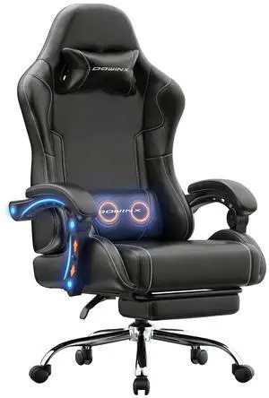 Dowinx Gaming Chair Ergonomic, Massage Lumbar Support, Footrest, Adjustable Height & Headrest Pillow, Heavy Duty 330lbs Office Chair, Comfortable for Back Pain Relief Long Gaming Streaming Black Dowinx Gaming Chair Ergonomic, Massage Lumbar Support, Footrest, Adjustable Height & Headrest Pillow, Heavy Duty 330lbs Office Chair, Comfortable for Back Pain Relief Long Gaming Streaming Black